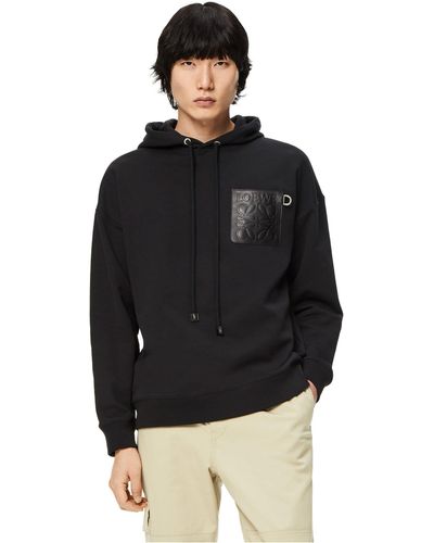 Loewe Anagram-patch Relaxed-fit Cotton-jersey Hoody - Black