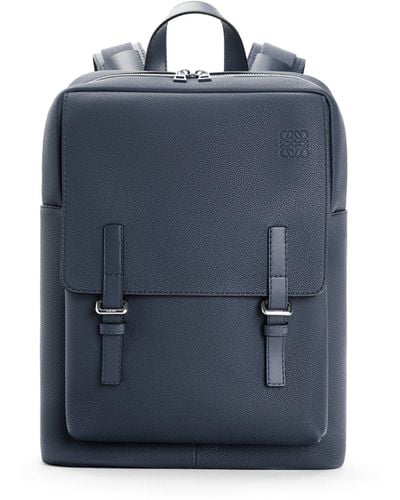 Loewe Luxury Military Backpack In Soft Grained Calfskin For Men - Blue