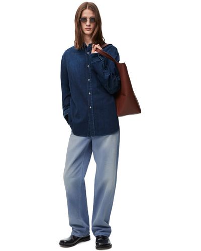 Loewe Luxury Trousers In Cotton - Blue