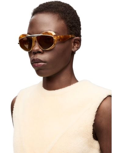 Loewe Luxury Wing Double Frame Sunglasses In Acetate And Metal - Brown
