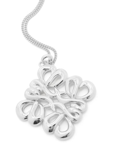 Loewe Large Pendant Necklace In Sterling Silver - White