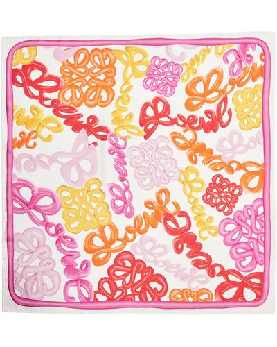 Loewe Anagram Scarf In Silk And Cashmere - Pink