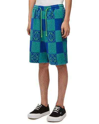 Loewe Shorts In Terry Cotton Jacquard - Blue