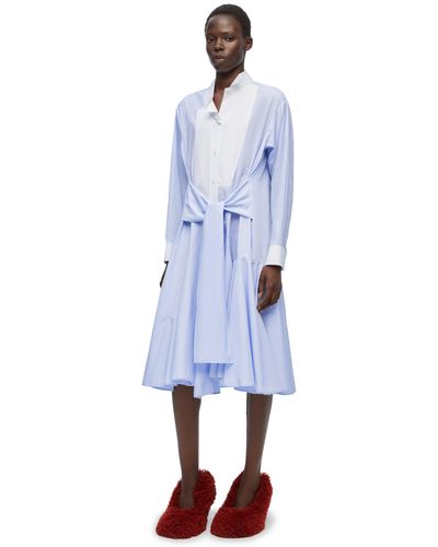 Loewe Striped Cotton Long Sleeve Shirtdress - Blue