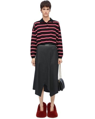 Loewe Asymmetric Skirt In Wool - Red