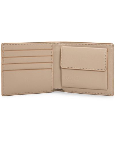 Loewe Luxury Bifold Coin Wallet In Soft Grained Calfskin - Natural