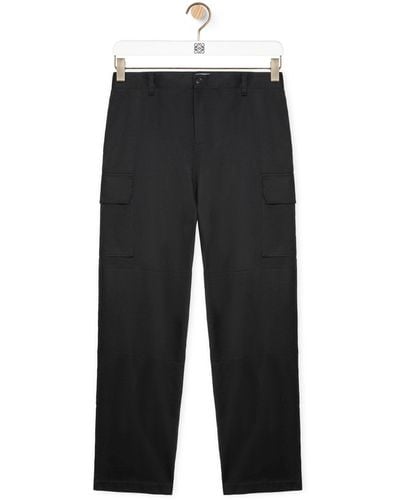Loewe Luxury Cargo Trousers In Cotton - Black