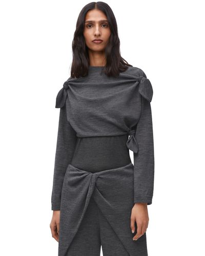 Loewe Knot Cropped Top In Wool And Cashmere - Black