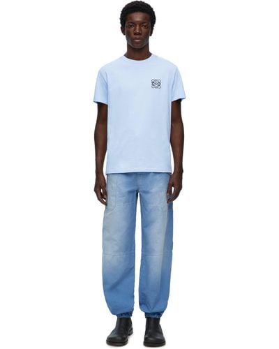 Loewe Luxury Regular Fit T-shirt In Cotton - Blue