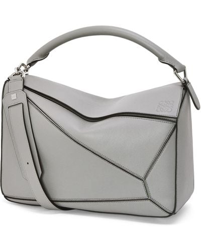 Loewe Luxury Large Puzzle Bag In Classic Calfskin - Gray