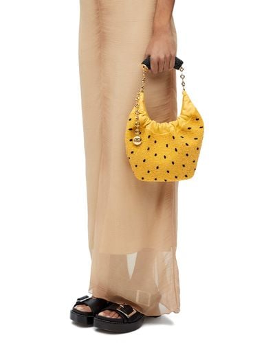 Loewe Luxury Mini Squeeze Bag In Beaded Leather - Yellow