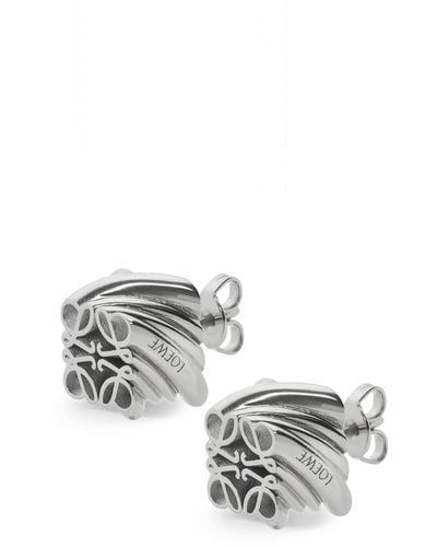 Loewe Twisted Anagram Stud Earrings In Sterling Silver - Metallic
