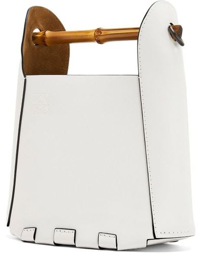 Loewe Luxury Bamboo Bucket Bag In Calfskin - White