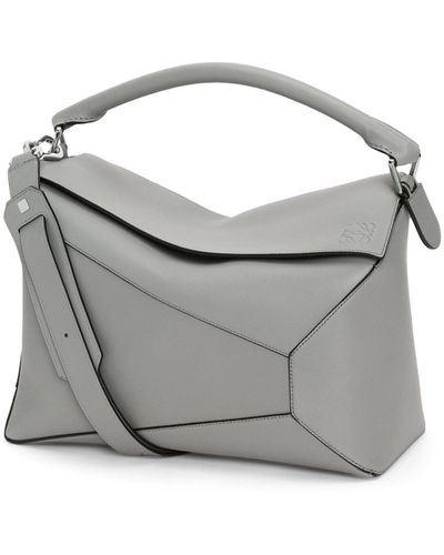 Loewe Large Puzzle Bag In Classic Calfskin - Grey