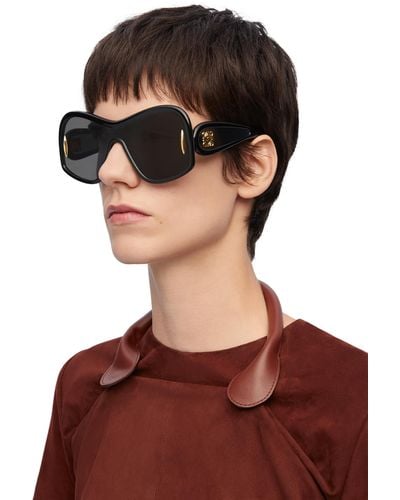 Loewe Luxury Square Mask Sunglasses In Acetate And Nylon - Red