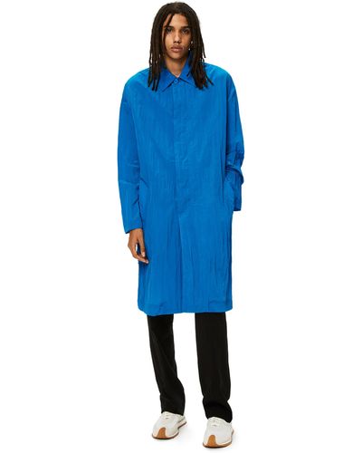 Loewe Duster Coat In Textured Nylon - Blue