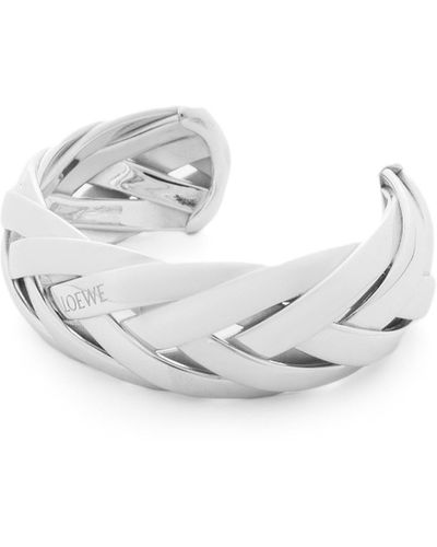 Loewe Large Braided Cuff In Sterling Silver - White