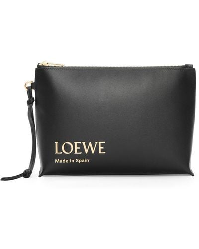 Loewe Embossed T Pouch In Shiny Nappa Calfskin - Grey