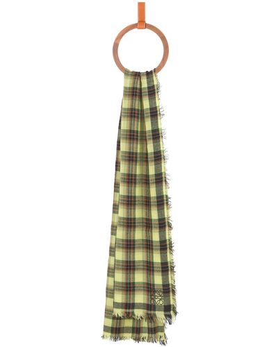 Loewe Luxury Checks Scarf In Cashmere For Men - Green