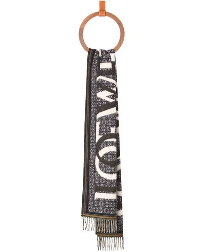 Loewe Luxury Love Scarf In Wool And Cashmere - White