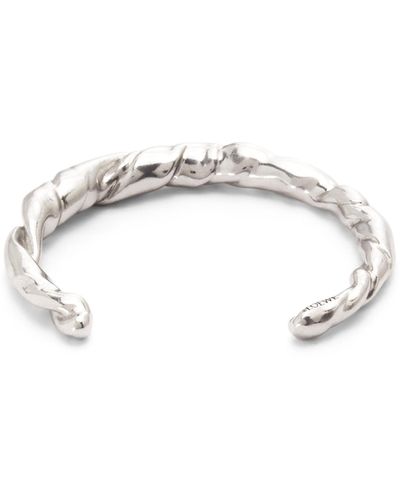 Loewe Luxury Thin Nappa Twist Cuff In Sterling Silver For - White