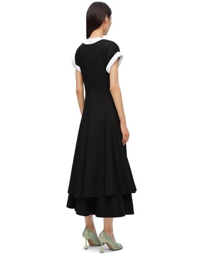 Loewe Luxury Double Layer Dress In Wool And Cotton - White