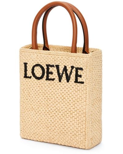 Loewe Luxury Standard A5 Tote Bag In Raffia - Metallic