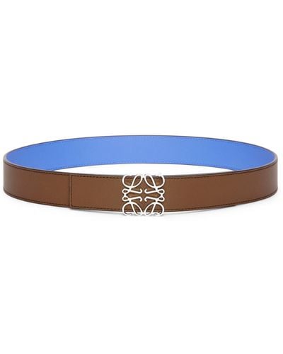 Loewe Luxury Reversible Anagram Belt In Smooth Calfskin - Blue