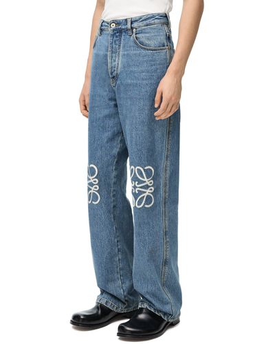 Loewe Anagram baggy Jeans In Denim - Blue