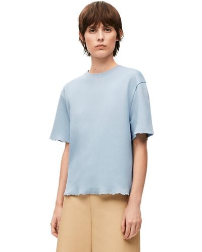 Loewe Luxury Boxy Fit T-shirt In Cotton Blend For - Blue