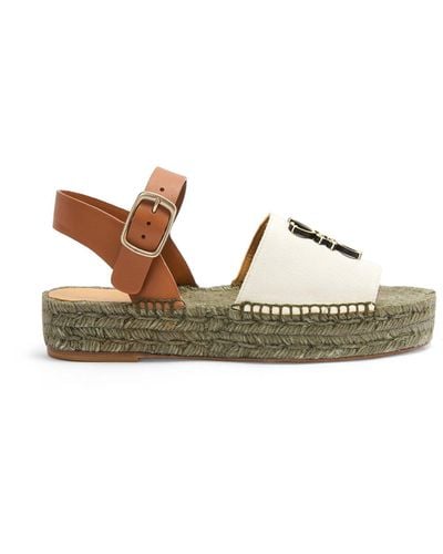 Loewe Luxury Anagram Espadrille In Canvas And Calfskin For - Multicolour
