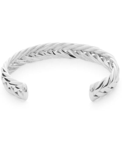 Loewe Thin Braided Cuff In Sterling Silver - White
