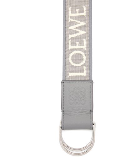 Loewe Luxury D-ring Belt In Anagram Jacquard And Calfskin - White