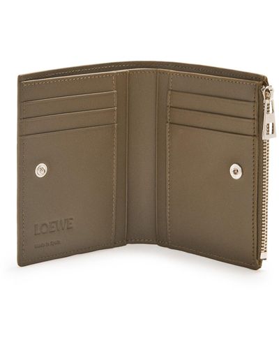 Loewe Luxury Slim Compact Wallet In Shiny Calfskin - Brown