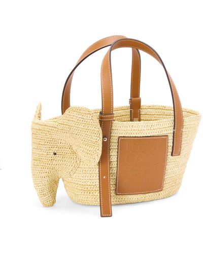 Loewe Luxury Small Basket bag in palm leaf and calfskin - ShopStyle