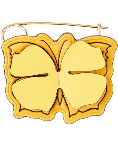 Loewe Luxury Butterfly Pin Charm In Calfskin And Metal - Multicolour