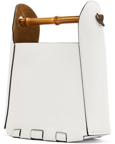 Loewe Luxury Bamboo Bucket Bag In Calfskin - White