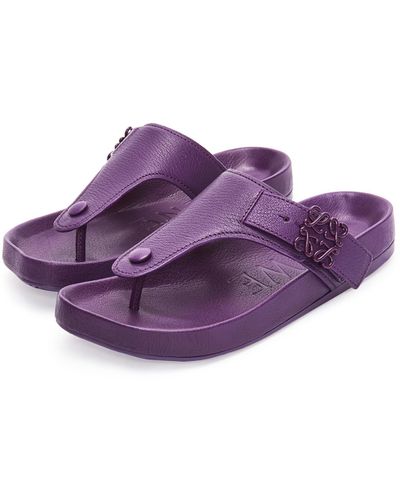 Loewe Luxury Ease Toe Post Sandal In Goatskin - Purple