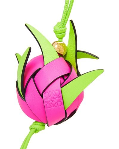 Loewe Luxury Dragon Fruit Woven Charm In Classic Calfskin - Pink