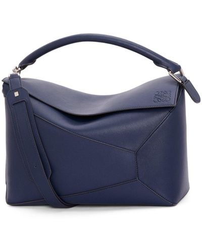 Loewe Large Puzzle Bag In Classic Calfskin - Blue