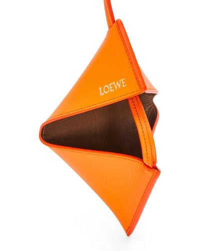 Loewe Luxury Puzzle Fold Charm In Classic Calfskin - Orange