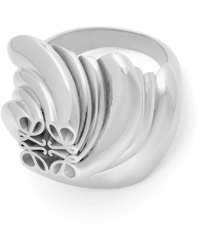 Loewe Twisted Anagram Signet Ring In Sterling Silver - White