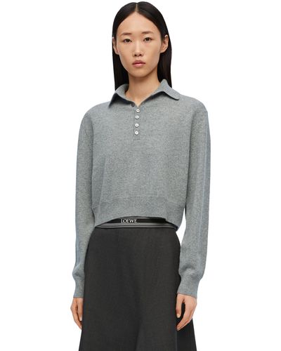 Loewe Luxury Polo Sweater In Cashmere - Gray