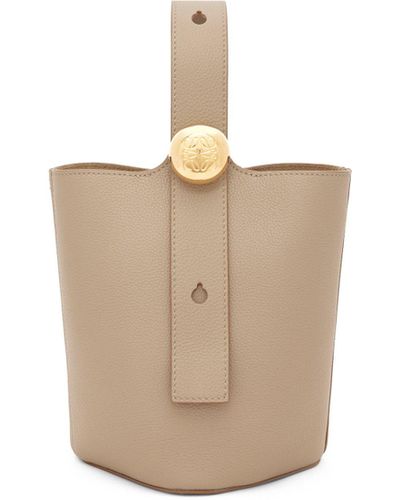 Loewe Luxury Mini Pebble Bucket Bag In Soft Grained Calfskin - White