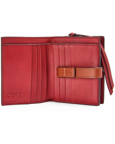 Loewe Compact Zip Wallet In Soft Grained Calfskin - Orange
