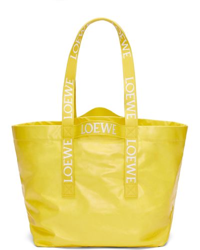 Loewe Luxury Fold Shopper In Paper Calfskin - Yellow