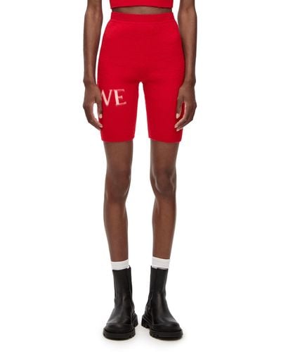 Loewe Cycling Shorts In Wool - Red