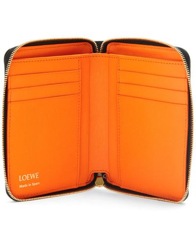 Loewe Luxury Knot Compact Zip Around Wallet In Shiny Nappa Calfskin - Orange