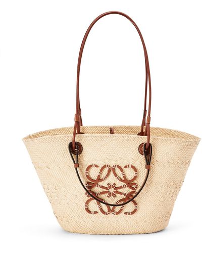 Loewe Paula's Ibiza Anagram Large Iraca Palm And Leather Basket Bag - Natural