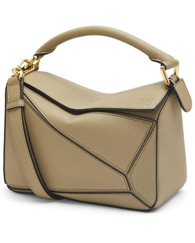 Loewe Luxury Small Puzzle Bag In Soft Grained Calfskin For - Metallic